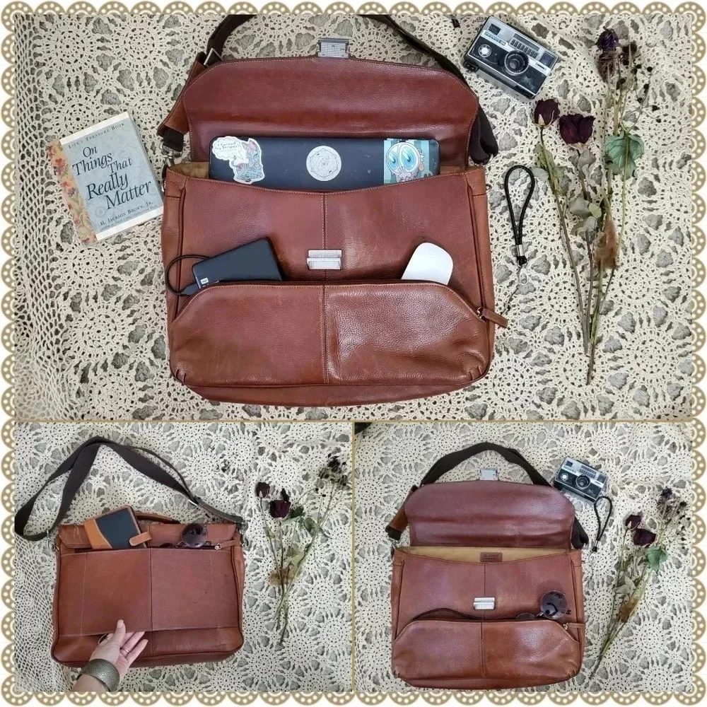 Buxtor British Tan Leather Key Lock Messenger Laptop Bicycle Mens Womens Bag